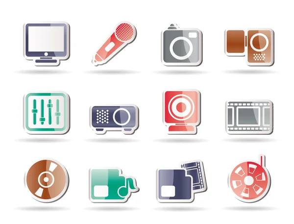 Media apparatuur iconen — Stockvector