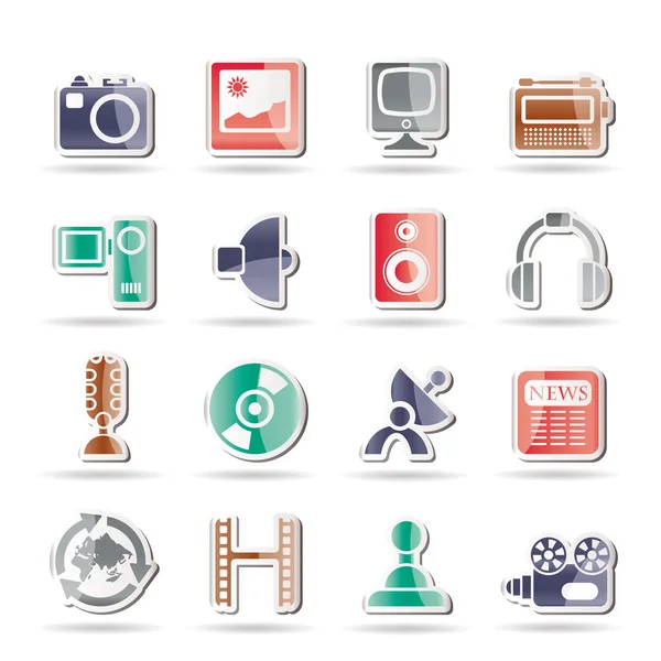 Media and household equipment icons — Stock Vector