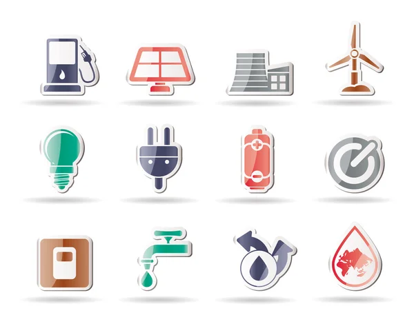 Iconos de ecología, energía y energía — Vector de stock