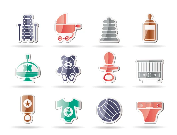 Ícones de loja on-line criança, bebê e bebê — Vetor de Stock