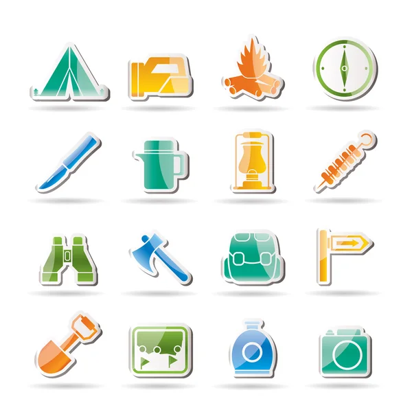 Tourism and hiking icons — Stock Vector