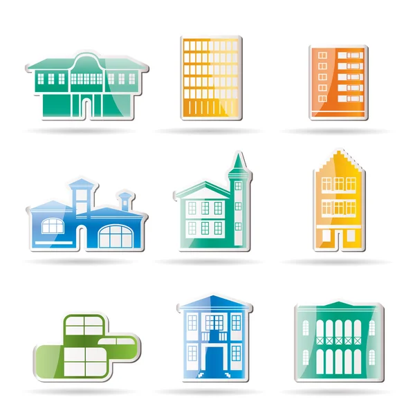 Farklı tür evler ve binalar — Stok Vektör