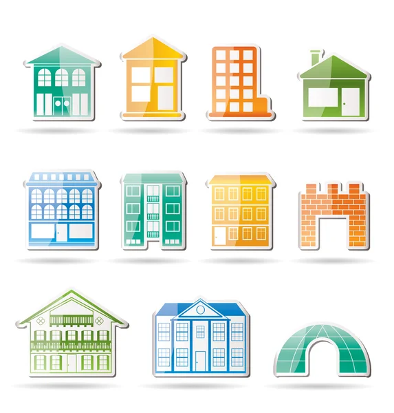 Diversi tipi di case ed edifici — Vettoriale Stock