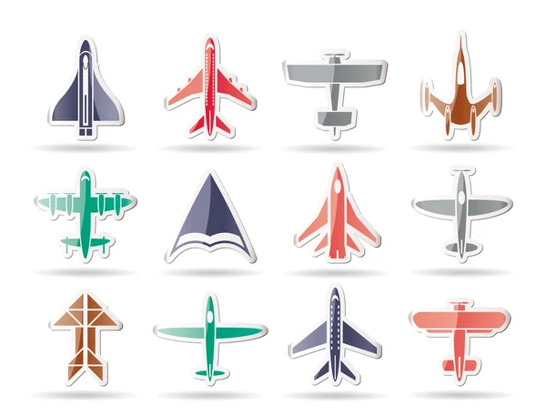 Different types of plane icons — Stock Vector