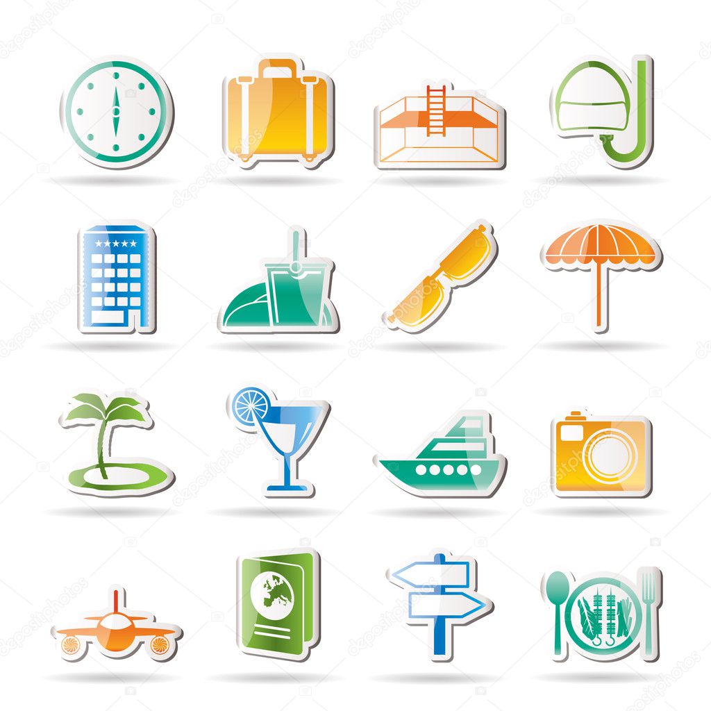 Travel, trip and tourism icons
