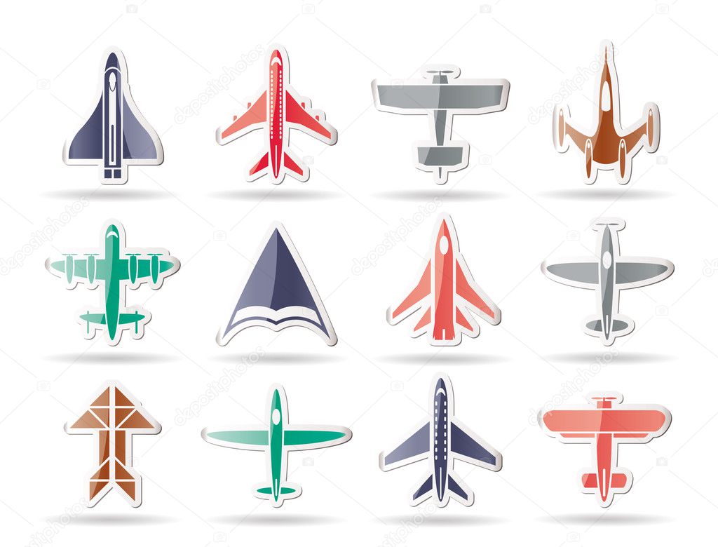Different types of plane icons