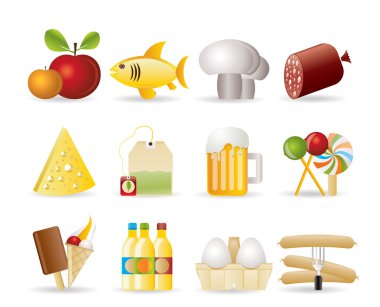 Food, drink and shop icons clipart