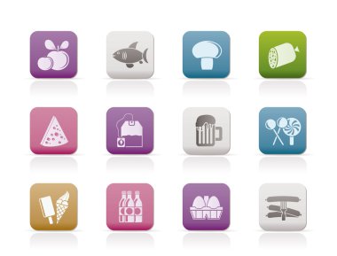 Food, drink and shop icons clipart