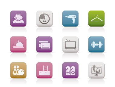 Hotel and motel amenity icons clipart