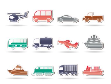 Travel and transportation icons clipart