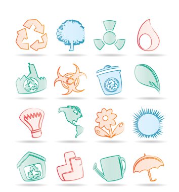 Simple Ecology and Recycling icons clipart