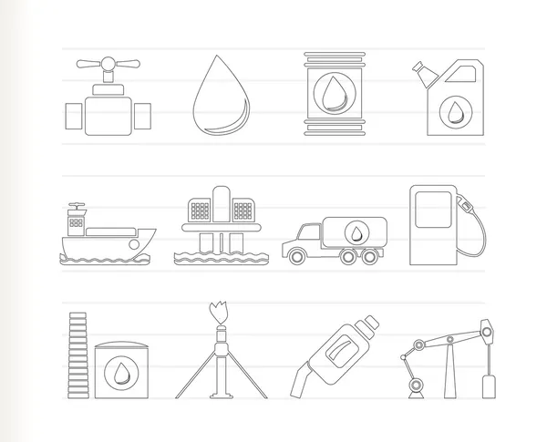 Industria petrolifera e petrolifera oggetti icone — Vettoriale Stock