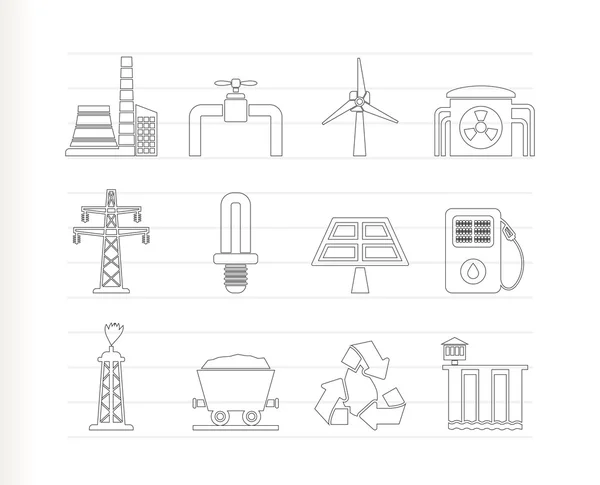 Power and electricity industry icons — Stock Vector