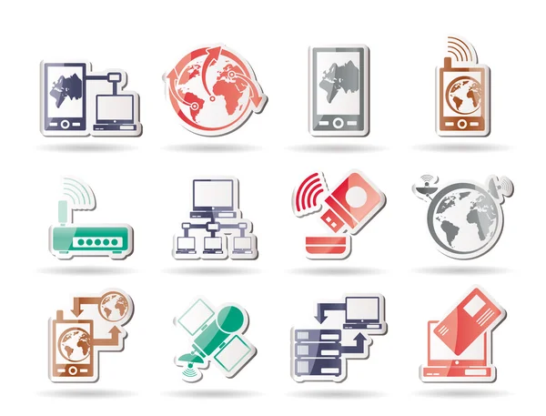 Icone di comunicazione, computer e telefono cellulare — Vettoriale Stock
