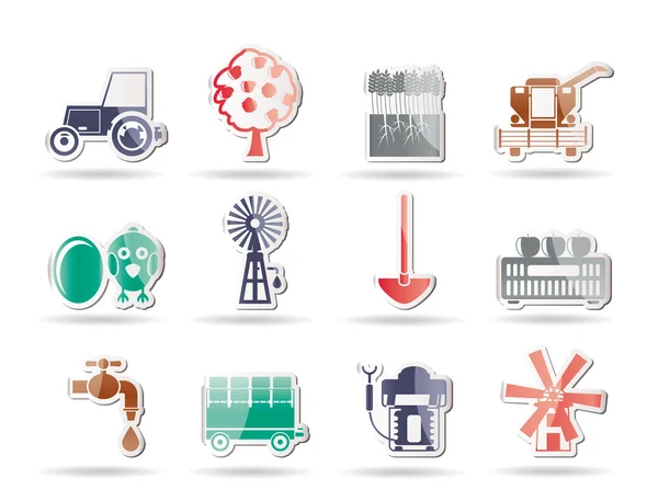Iconos de la industria agrícola y herramientas agrícolas — Vector de stock