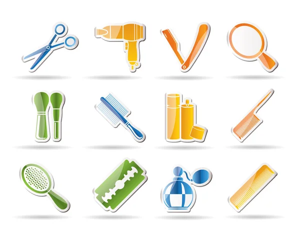 Cosmetic, make up and hairdressing icons — Stockvector