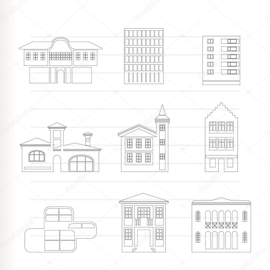 Different kind of houses and buildings