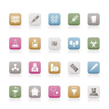 Healthcare, Medicine and hospital icons clipart