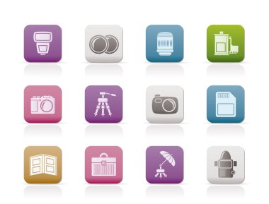Photography equipment icons clipart