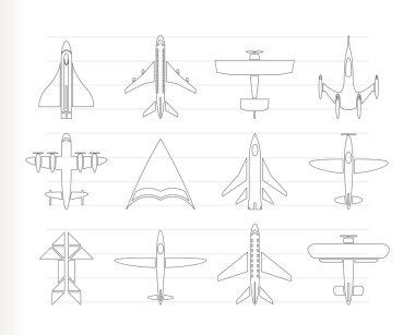 Different types of plane icons clipart