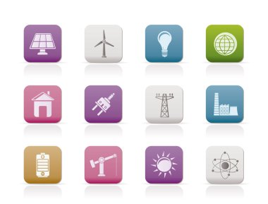 Power, energy and electricity icons clipart