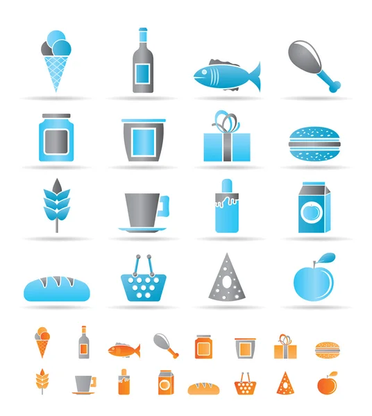 Shop, food and drink icons — Stock Vector