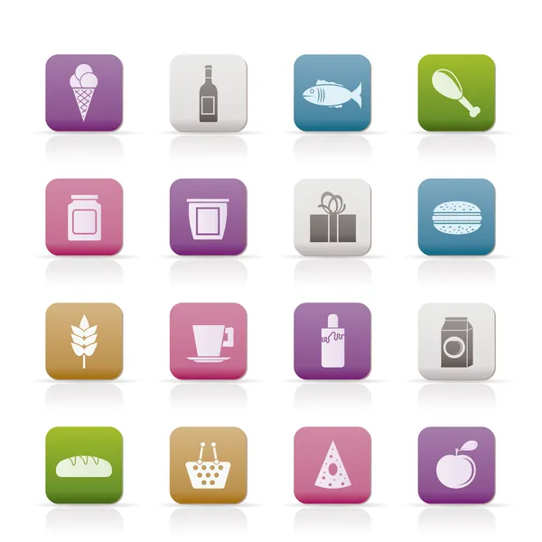 Iconos de tienda, comida y bebida — Vector de stock