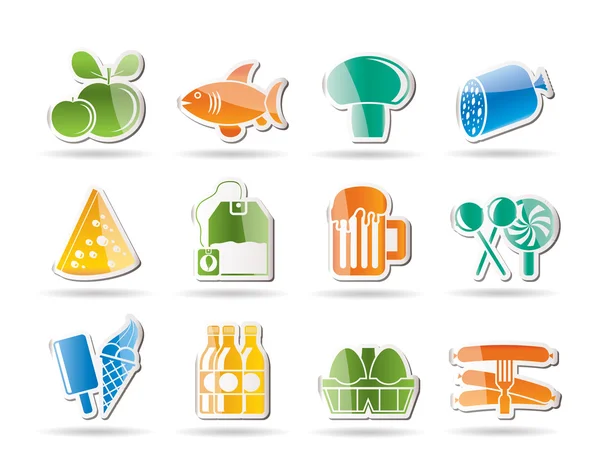 Food, drink and shop icons — Stock Vector