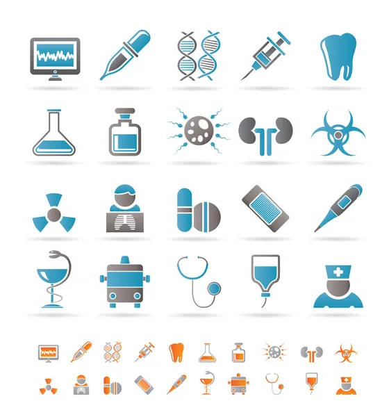 Hälso-och sjukvård, medicin och sjukhuset ikoner — Stock vektor