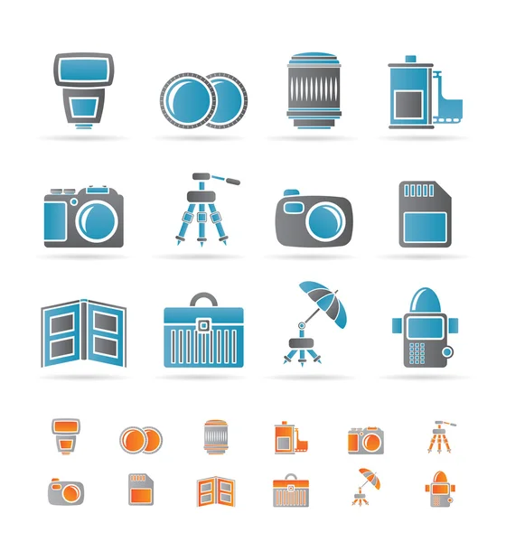Fotografering utrustning ikoner — Stock vektor