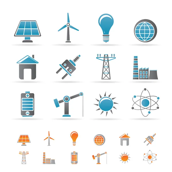 Iconos de electricidad, energía y electricidad — Archivo Imágenes Vectoriales
