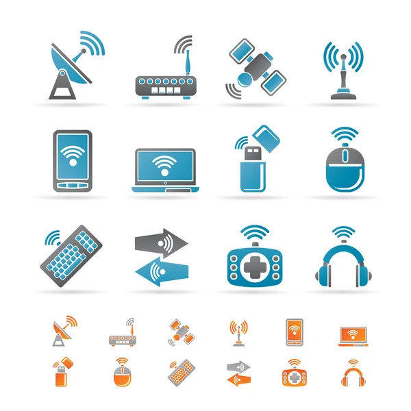 Iconos de tecnología inalámbrica y de comunicación — Archivo Imágenes Vectoriales