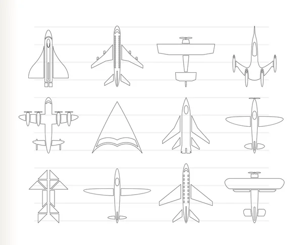 Different types of plane icons — Stock Vector