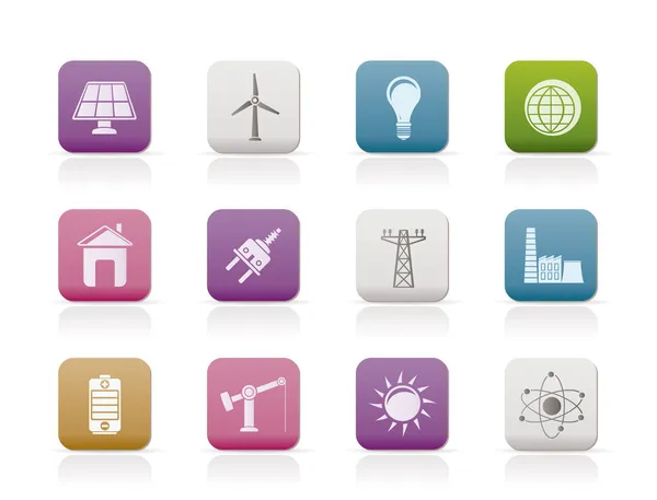 Power, energy and electricity icons — Stock Vector