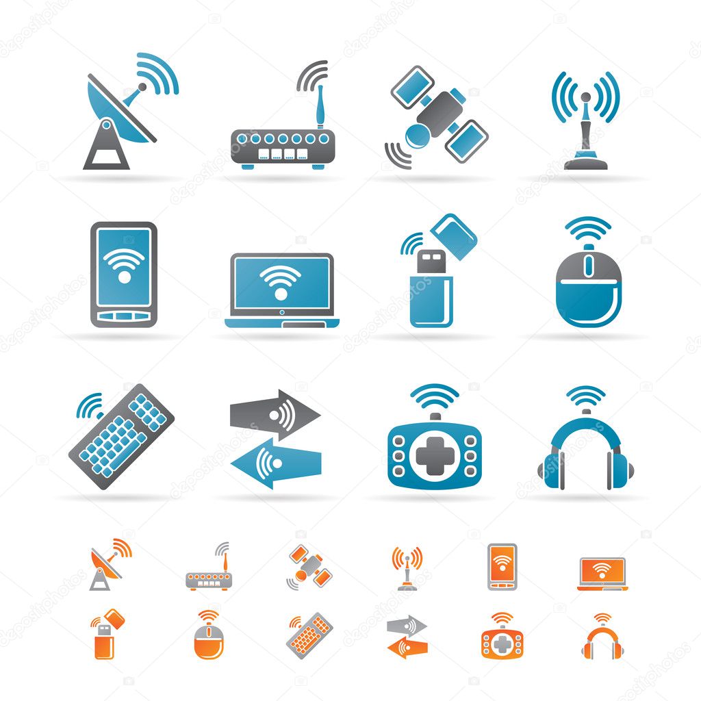 Wireless and communication technology icons Stock Vector Image by ...