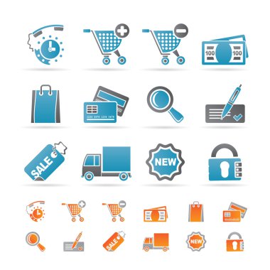 Internet icons for online shop clipart