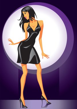 Sexy dancing girl in Black dress clipart