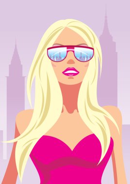 Fashion girl with glasses in New York clipart