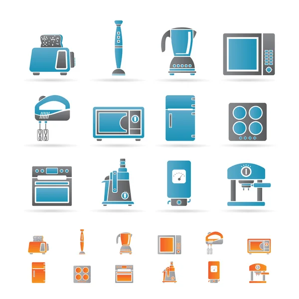 Ícones de equipamentos de cozinha e casa — Vetor de Stock