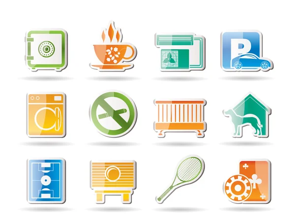 Hotel and motel amenity icons — Stock Vector