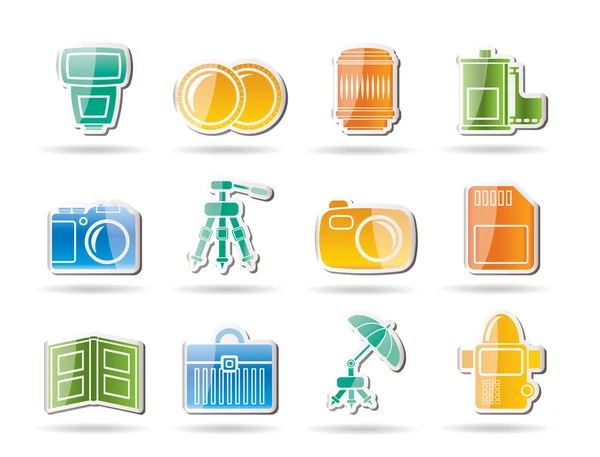 Iconos de equipos de fotografía — Vector de stock