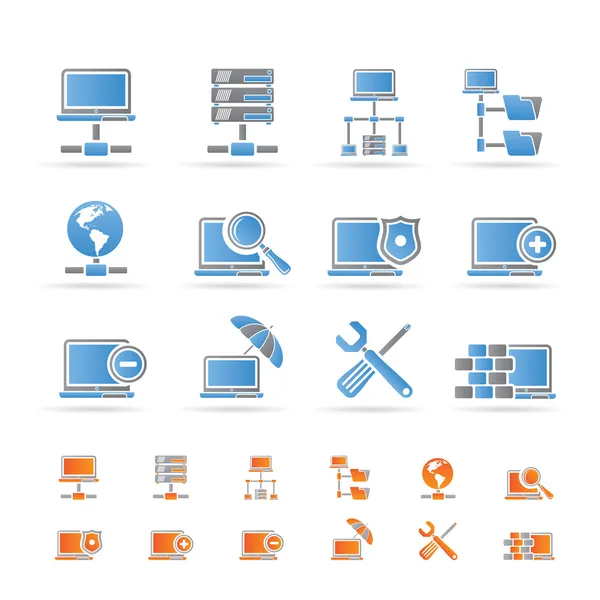 Iconos de red, servidor y alojamiento — Archivo Imágenes Vectoriales