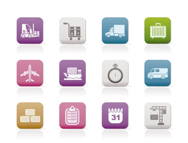 Symbole für Logistik, Versand und Transport — Stockvektor