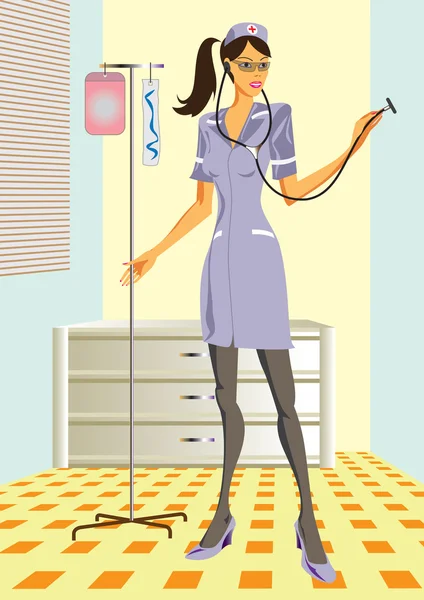 Krankenschwester im Arztsprechzimmer — Stockvektor