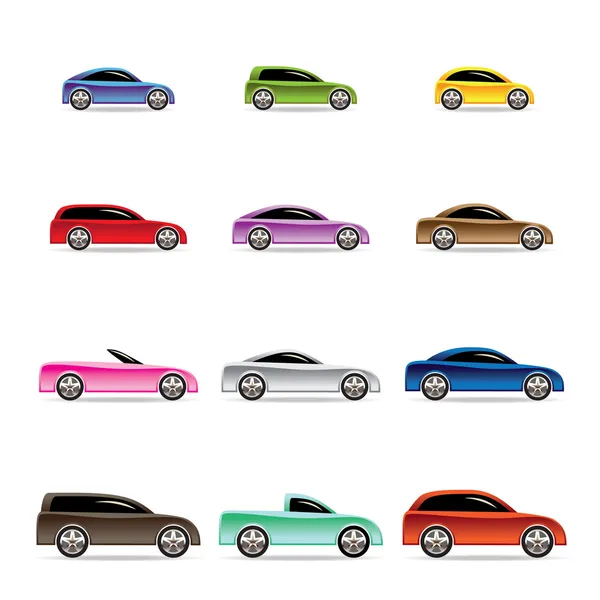 Différents types d'icônes de voitures — Image vectorielle