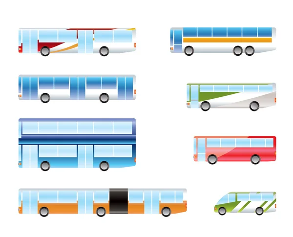 Différents types d'icônes de bus — Image vectorielle