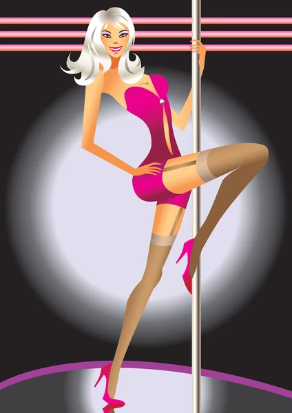 Striptease flicka dansa i en nattklubb — Stock vektor