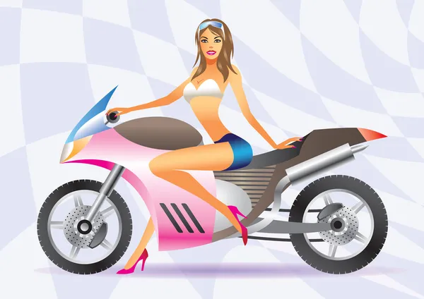 セクシーなバイクに乗る人の女の子のベクトル画像 — ストックベクタ