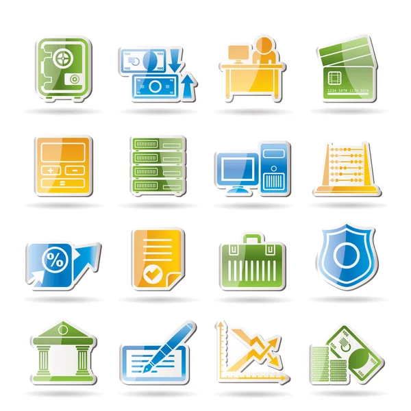 Bank, business, finance and office icons Royalty Free Stock Illustrations