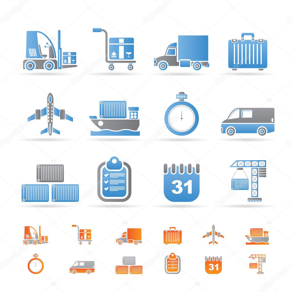 Logistics, shipping and transportation icons